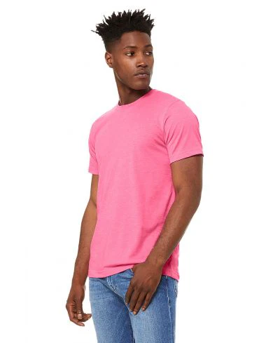 Bella Canvas 3001CVC Heather Round Neck - HTR Charity Pink - Image 2