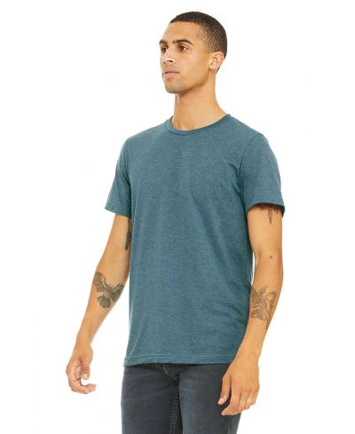 Bella Canvas 3001CVC Heather Round Neck - HTR Deep Teal - Image 2