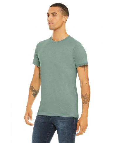 Bella Canvas 3001CVC Heather Round Neck - HTR Dusty Blue - Image 2