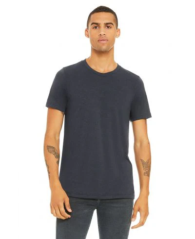 Bella Canvas 3001CVC Heather Round Neck - HTR Midnight Navy