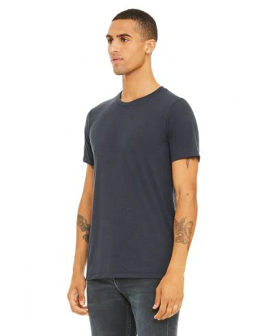 Bella Canvas 3001CVC Heather Round Neck - HTR Midnight Navy - Image 2