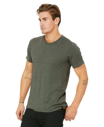 Bella Canvas 3001CVC Heather Round Neck - HTR Military Green - Image 2
