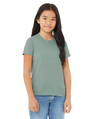 Bella Canvas 3001Y CVC Youth Heather Tee - HTR Dusty Blue