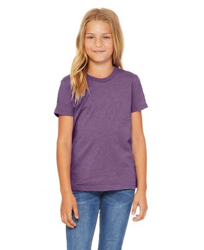 Bella Canvas 3001Y CVC Youth Heather Tee - HTR Team Purple