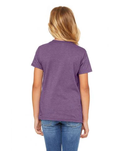 Bella Canvas 3001Y CVC Youth Heather Tee - HTR Team Purple - Image 3