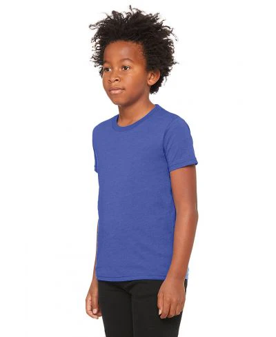 Bella Canvas 3001Y CVC Youth Heather Tee - HTR True Royal - Image 2
