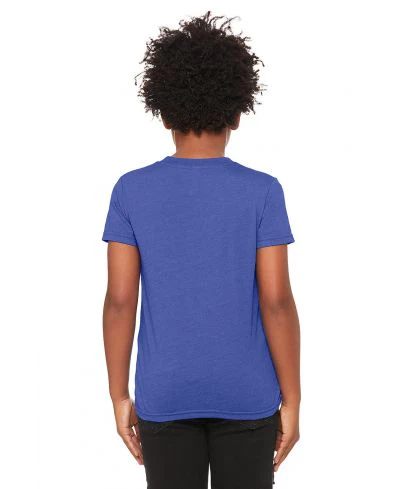 Bella Canvas 3001Y CVC Youth Heather Tee - HTR True Royal - Image 3
