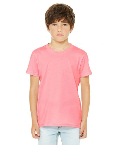Bella Canvas 3001Y CVC Youth Heather Tee - Neon Pink