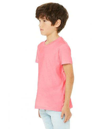 Bella Canvas 3001Y CVC Youth Heather Tee - Neon Pink - Image 2