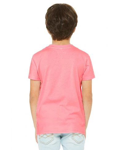 Bella Canvas 3001Y CVC Youth Heather Tee - Neon Pink - Image 3