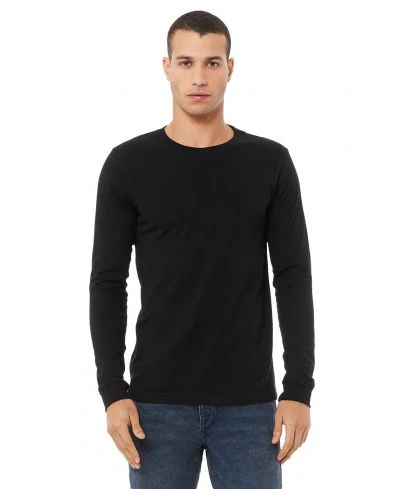 Bella Canvas 3501 Long Sleeve - Black - Image 3