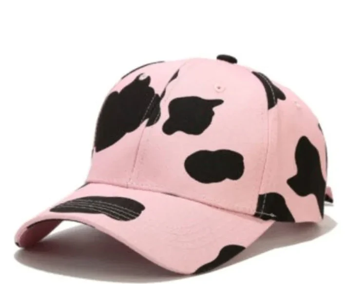 Cow Print Caps - Pink and Black