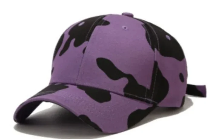 Cow Print Caps - Purple and Black