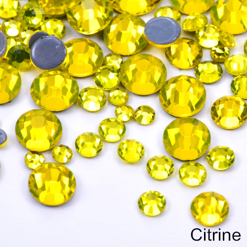 Small Bag Glue On Rhinestones - Citrine