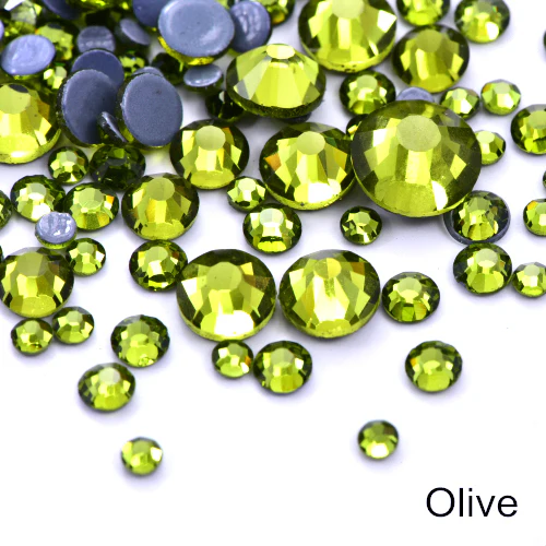 Small Bag Glue On Rhinestones - Olive Green