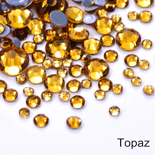 Small Bag Glue On  Rhinestones - Topaz