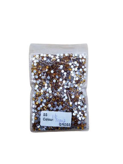 Small Bag Glue On  Rhinestones - Topaz - Image 2