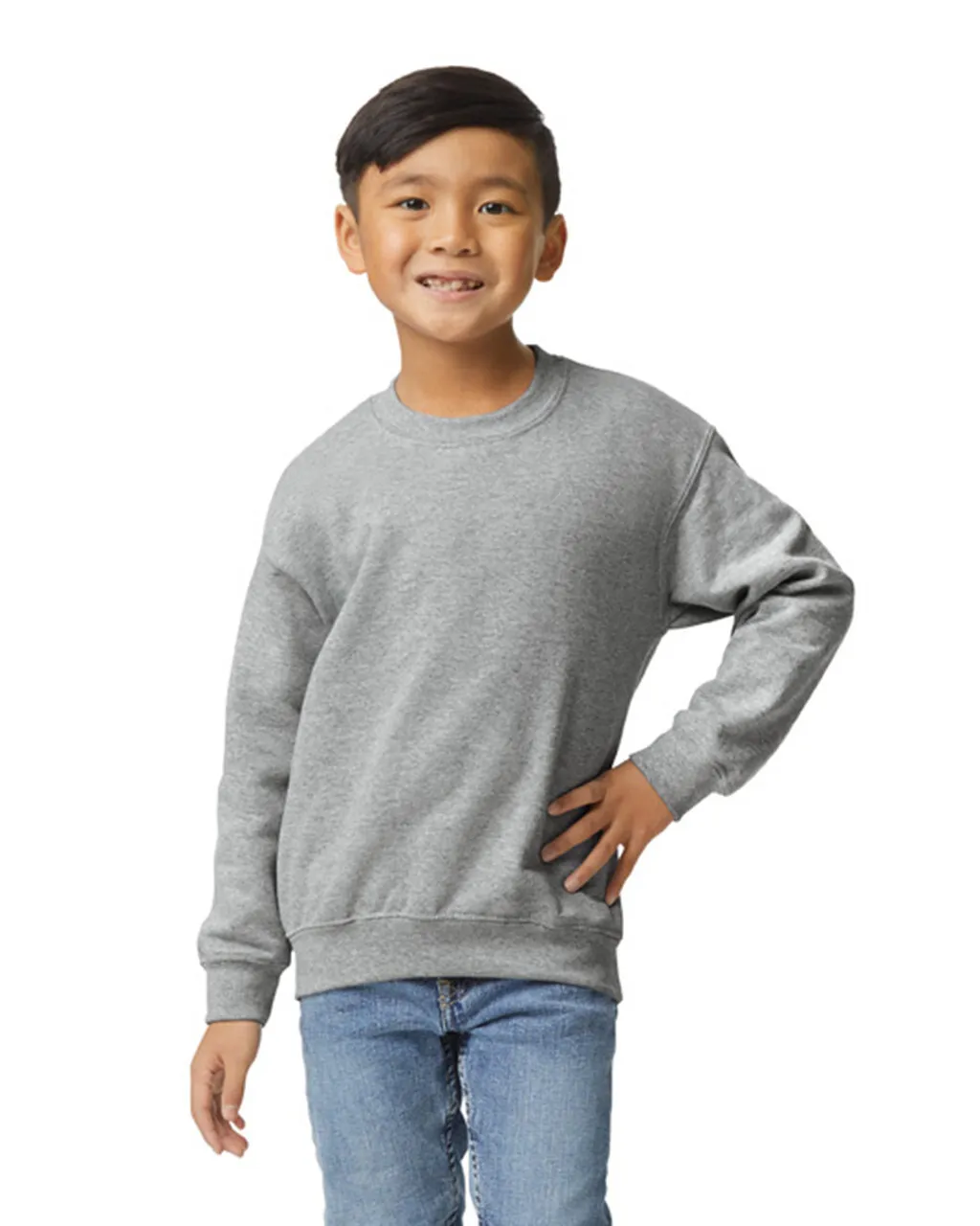 Gildan 18000B Youth Sweatshirt - Heather Grey - Image 4
