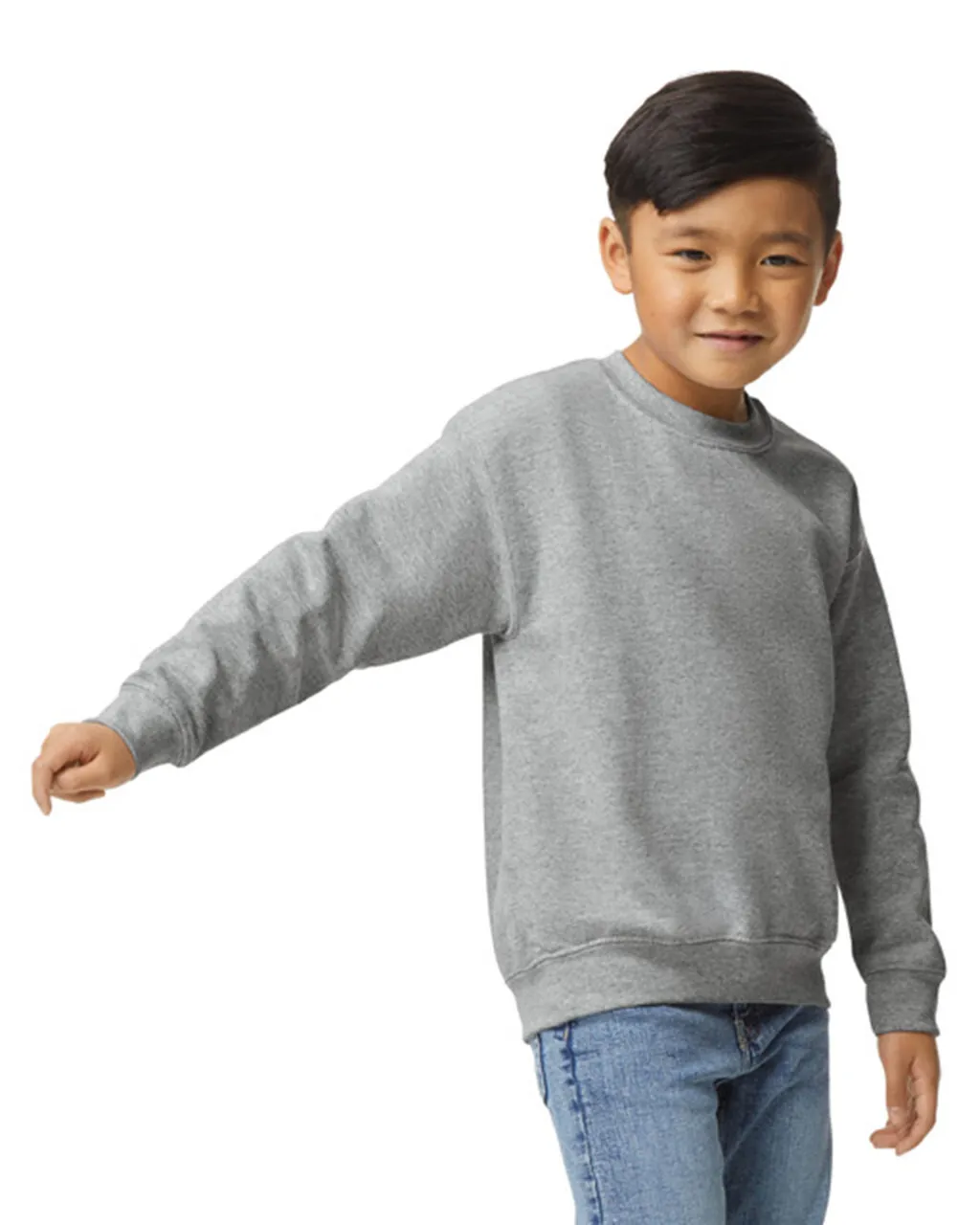 Gildan 18000B Youth Sweatshirt - Heather Grey - Image 5