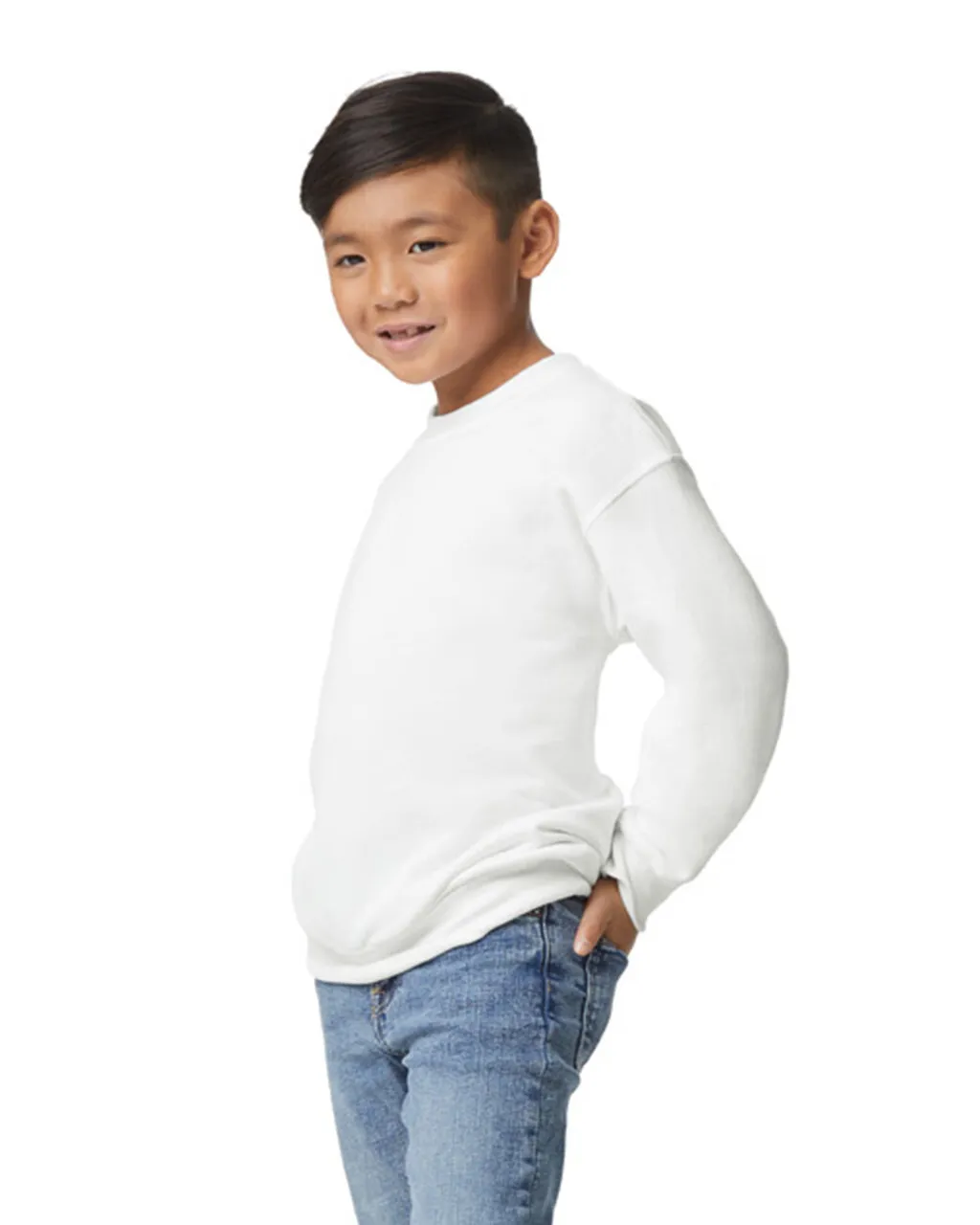Gildan 18000B Youth Sweatshirt - White - Image 3