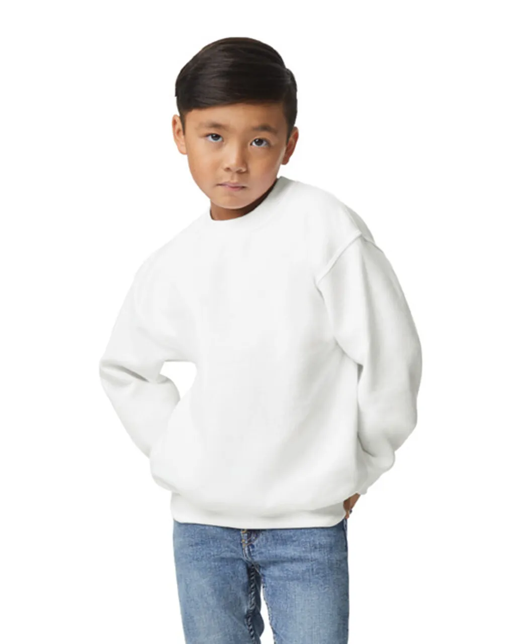 Gildan 18000B Youth Sweatshirt - White - Image 4