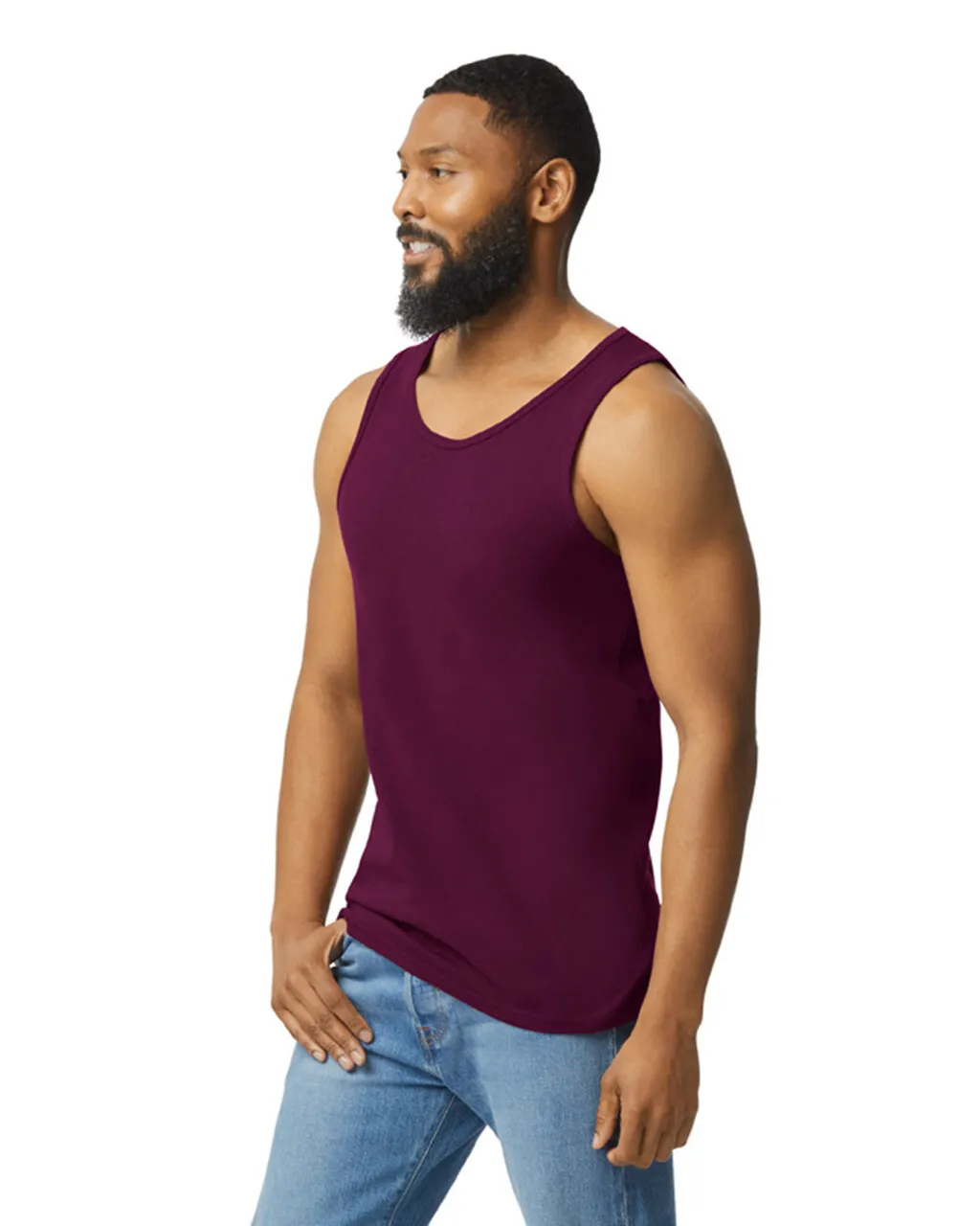 Gildan 5200 Men Tank Top - Maroon - Image 3