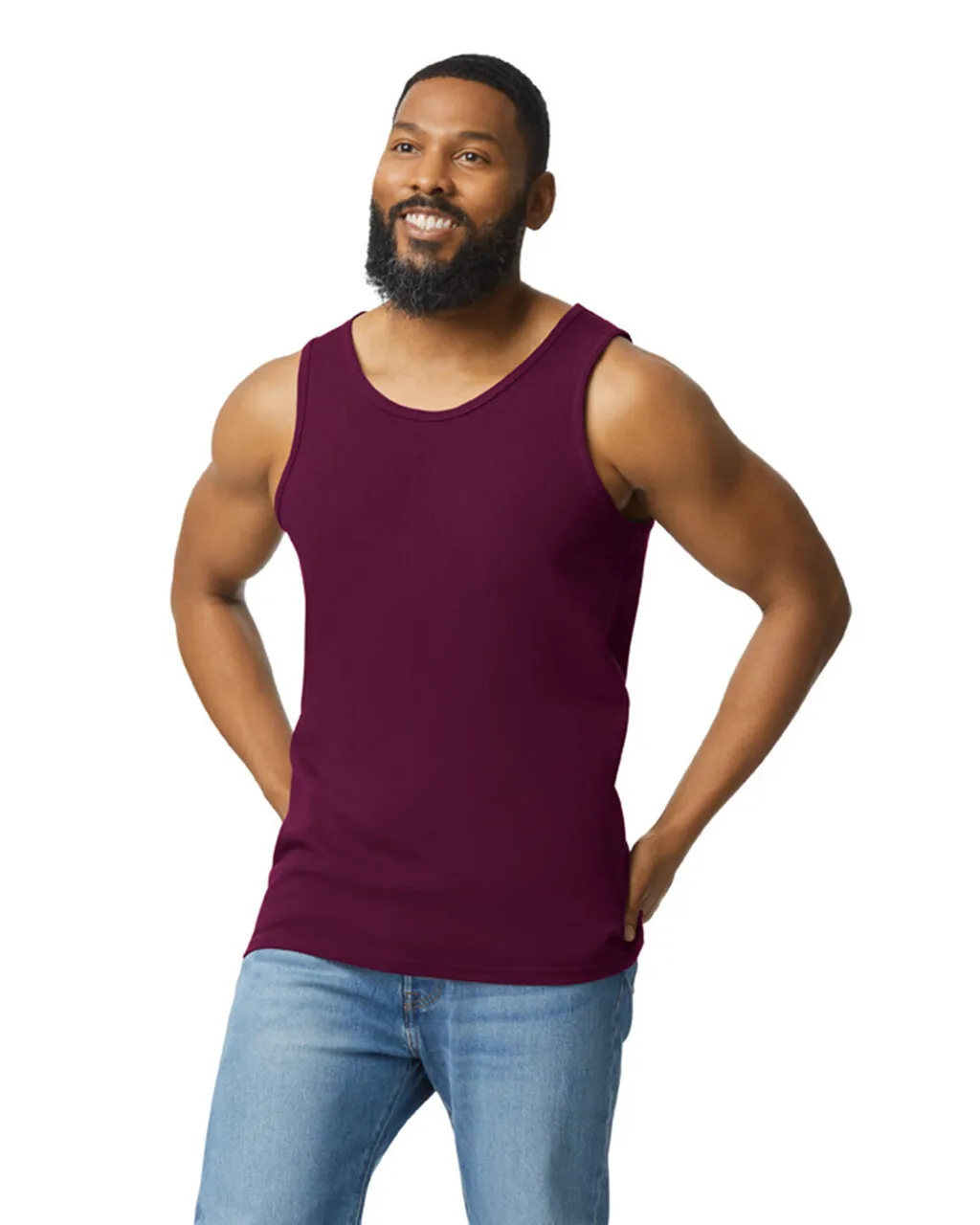 Gildan 5200 Men Tank Top - Maroon - Image 4