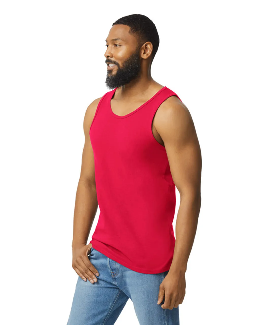 Gildan 5200 Men Tank Top - Red - Image 3