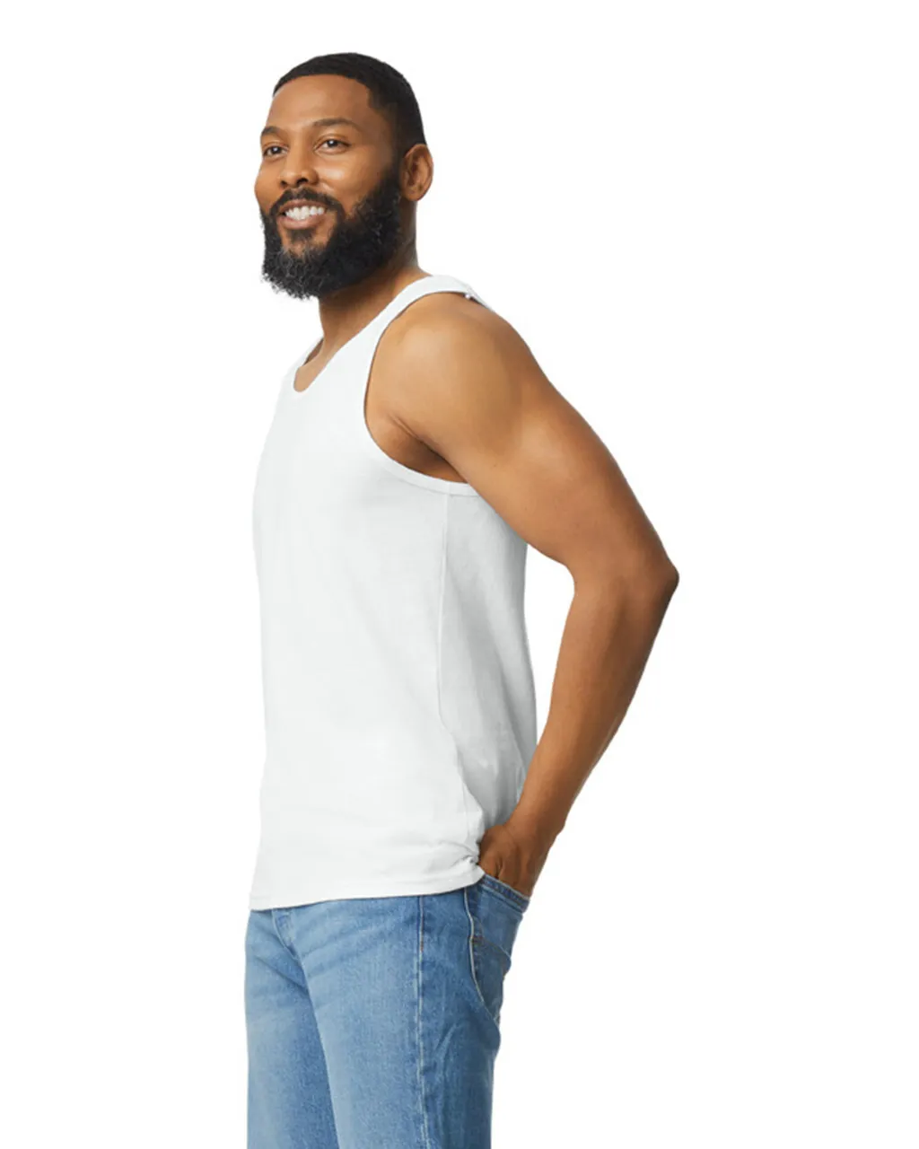 Gildan 5200 Men Tank Top - White - Image 4