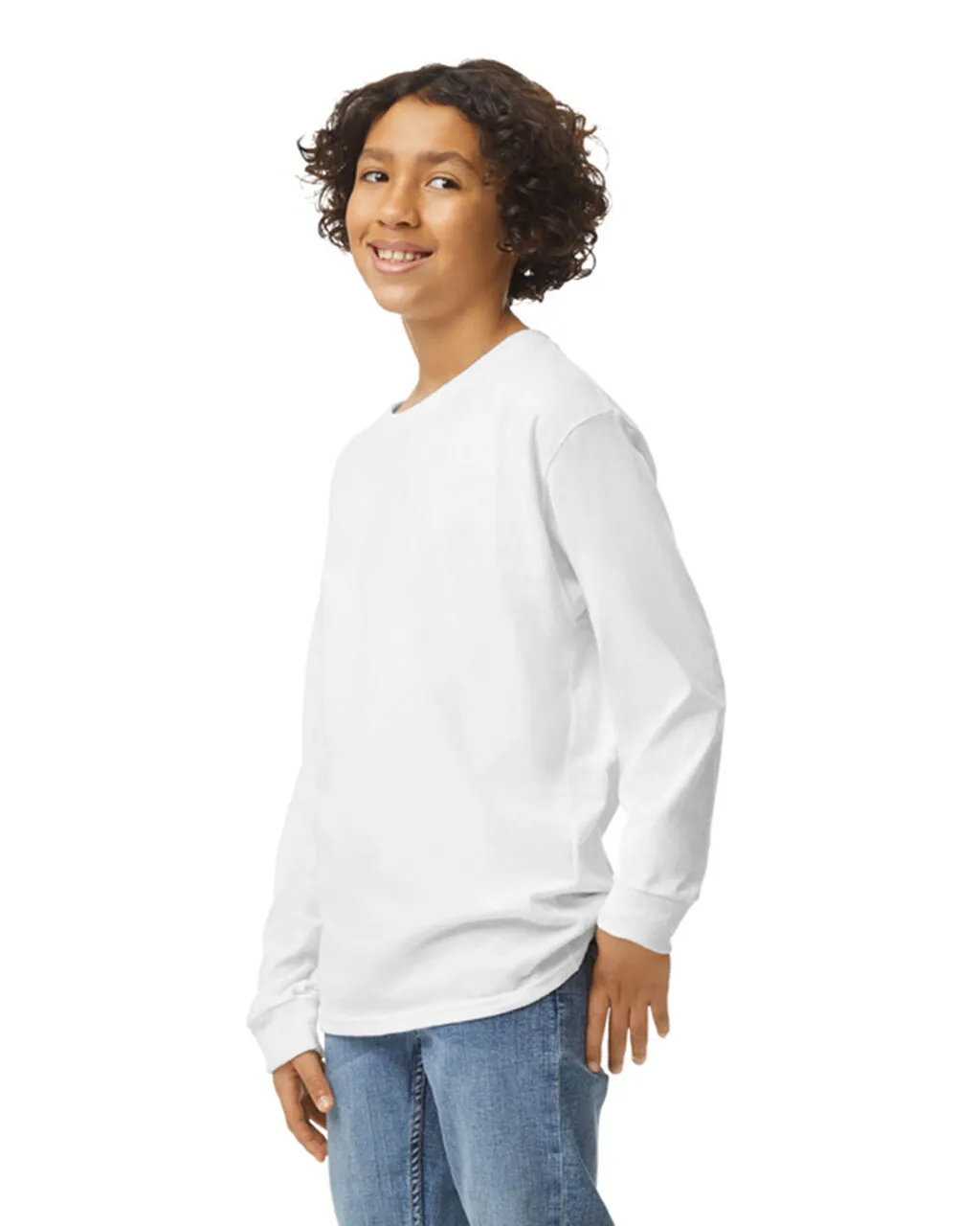 Gildan 5400B Youth Long Sleeve - White - Image 4
