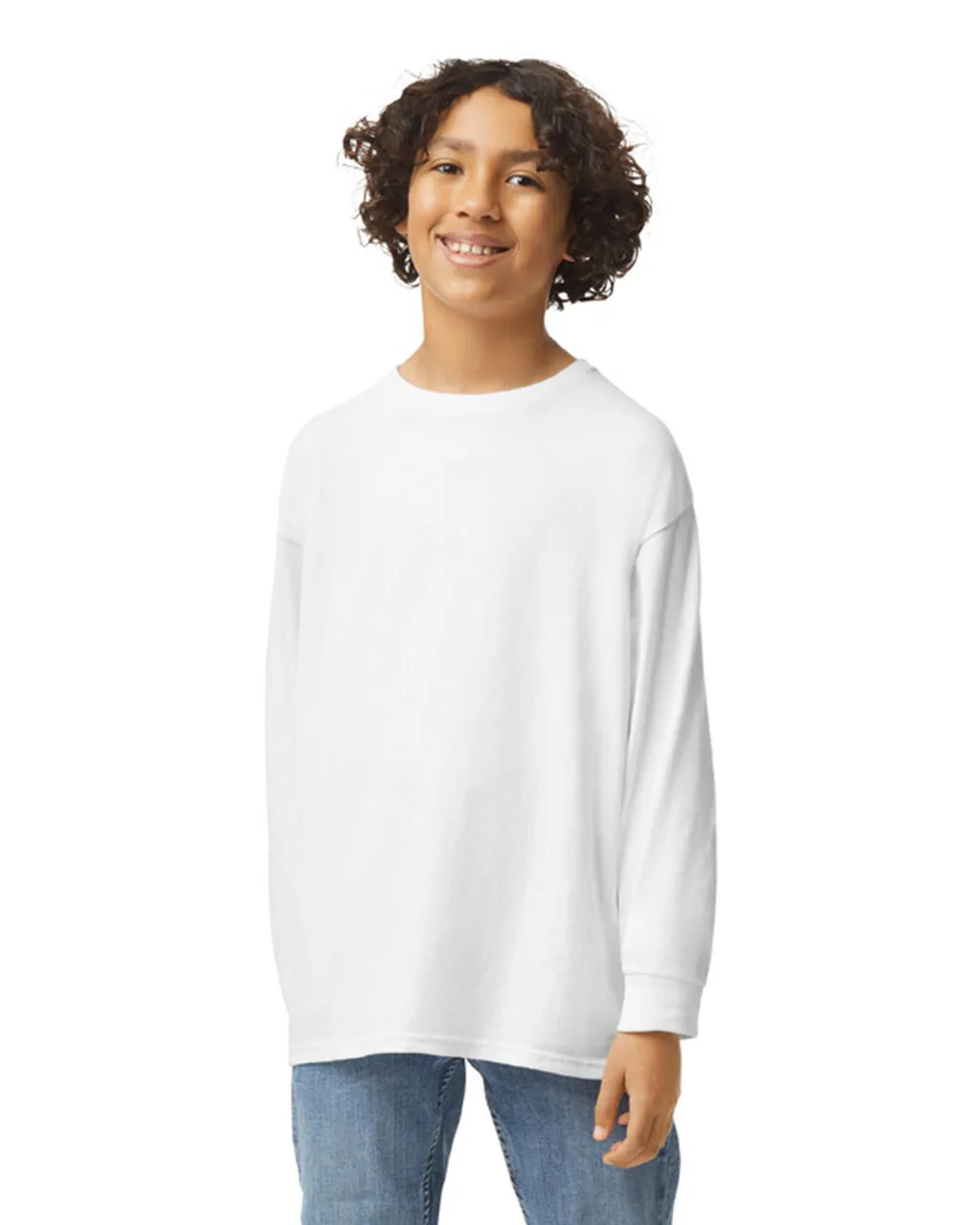 Gildan 5400B Youth Long Sleeve - White - Image 5