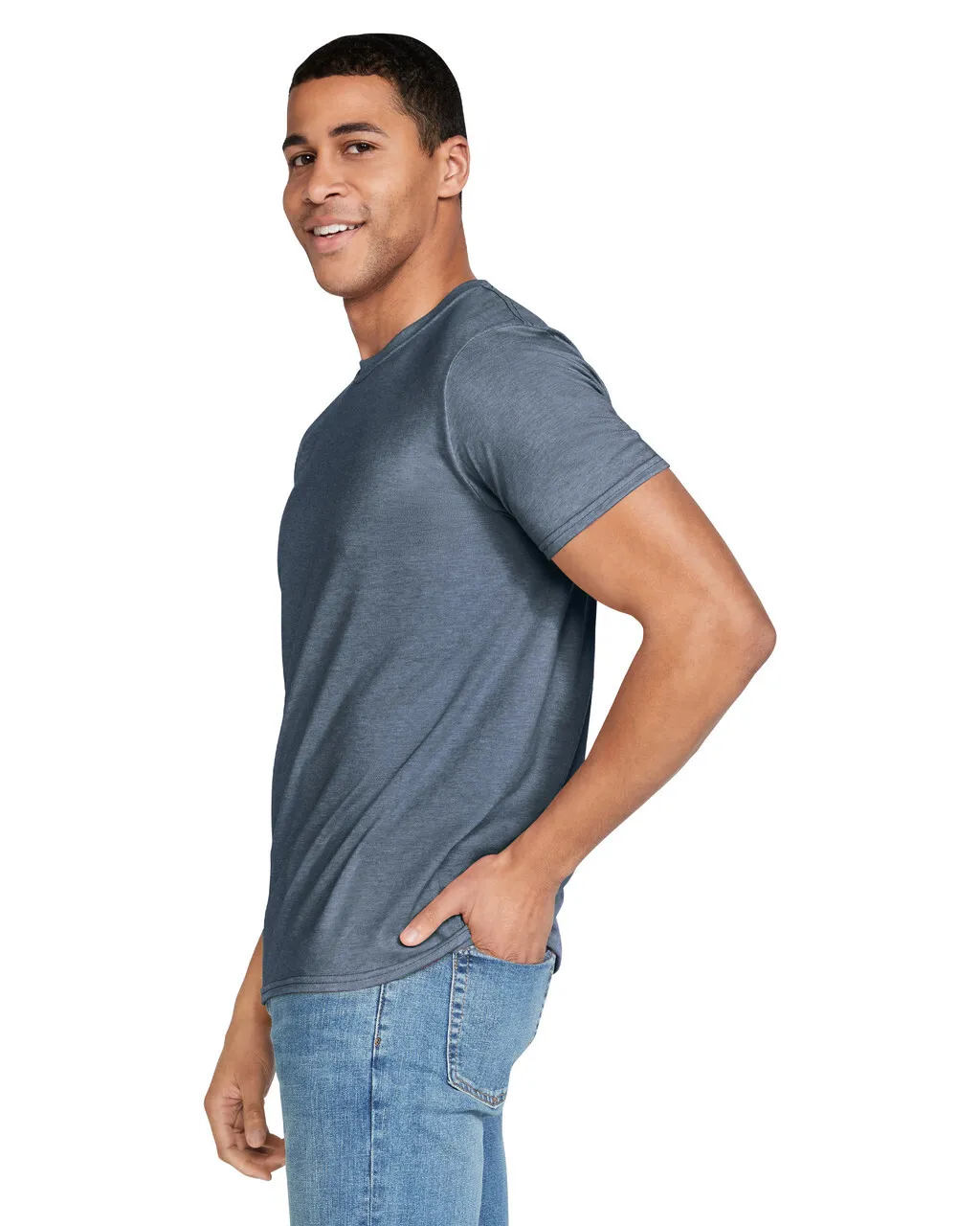 Gildan 64000 Softstyle - Heather Indigo - Image 3