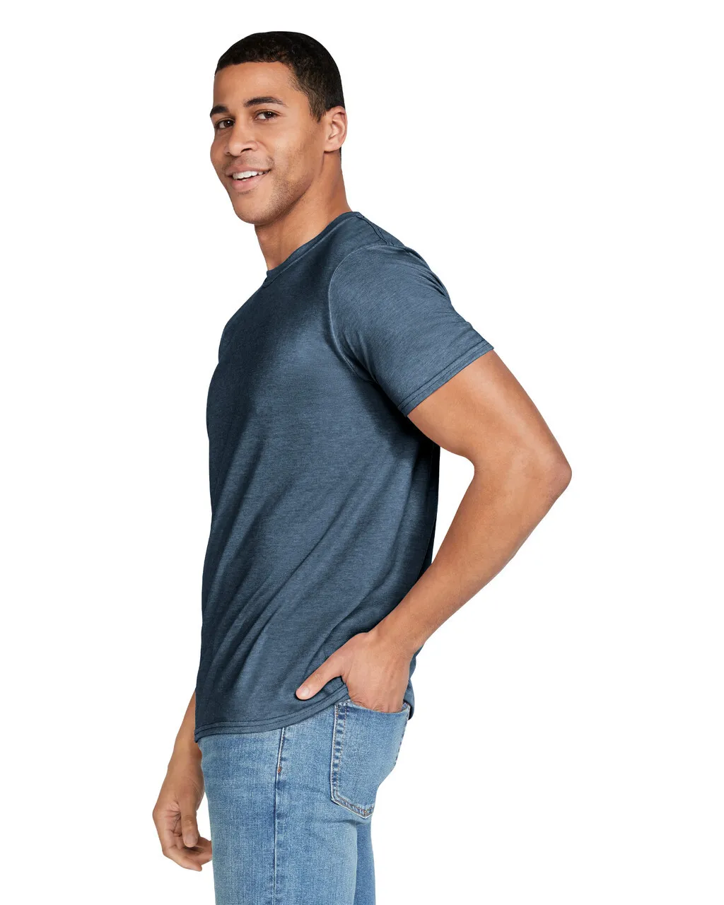 Gildan 64000 Softstyle - Heather Navy - Image 3