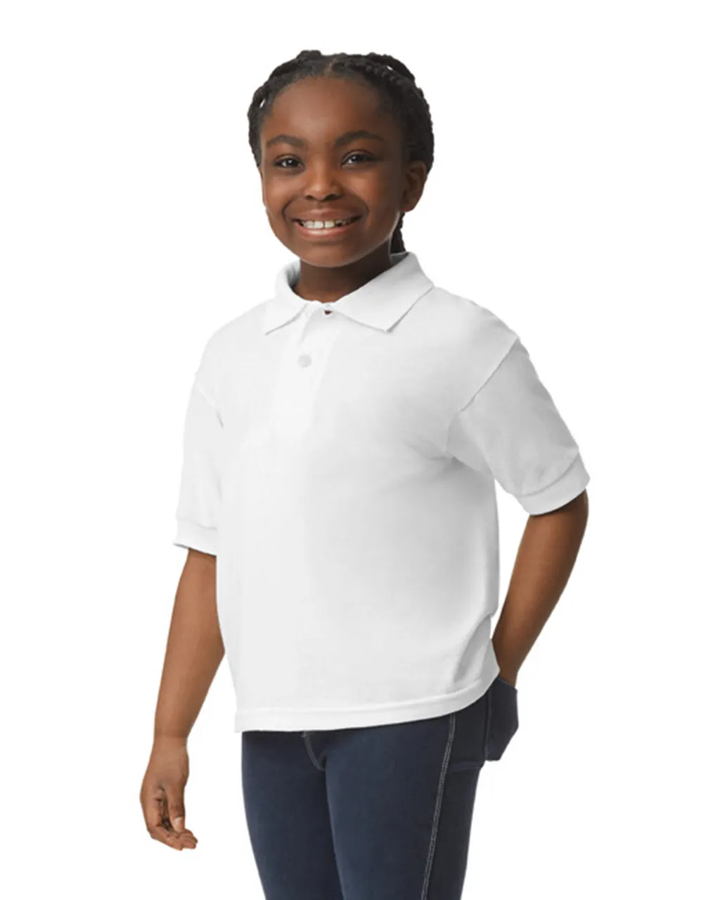 Gildan 8800B Youth Polo - White - Image 3