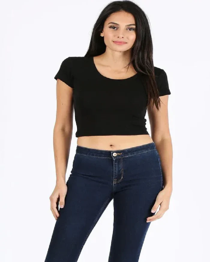 Lucky Fitted Crop Top - Black