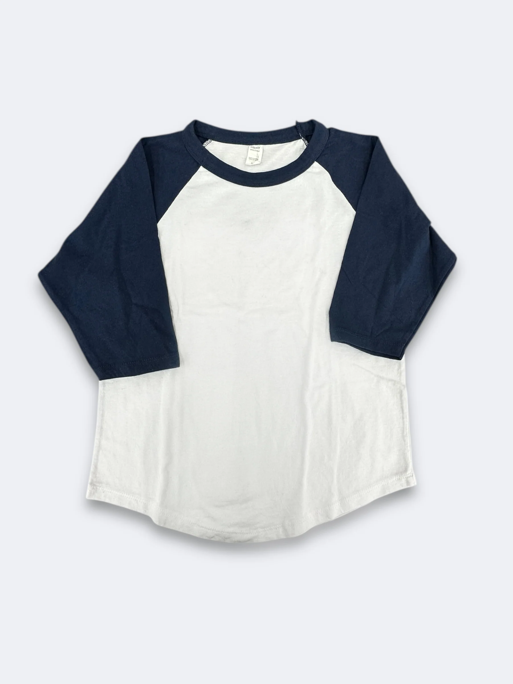Lucky Raglan Baseball Youth - White/Navy