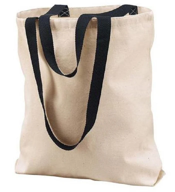 Tan Tote Bag with Black Handle - Image 2